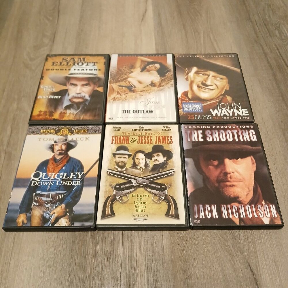 DVD Lot John Wayne Frank & Jessie James Sam Elliot The Outlaw Quigly Down Under